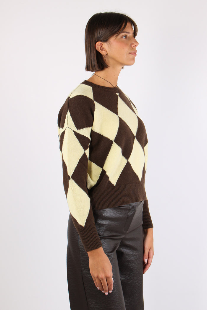 Maglia  100% Lana Losanghe Giallo/moro-5