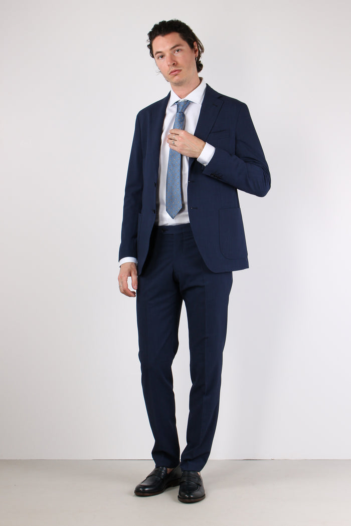 Abito Poliviscosa Effetto Spin Blu Navy-5