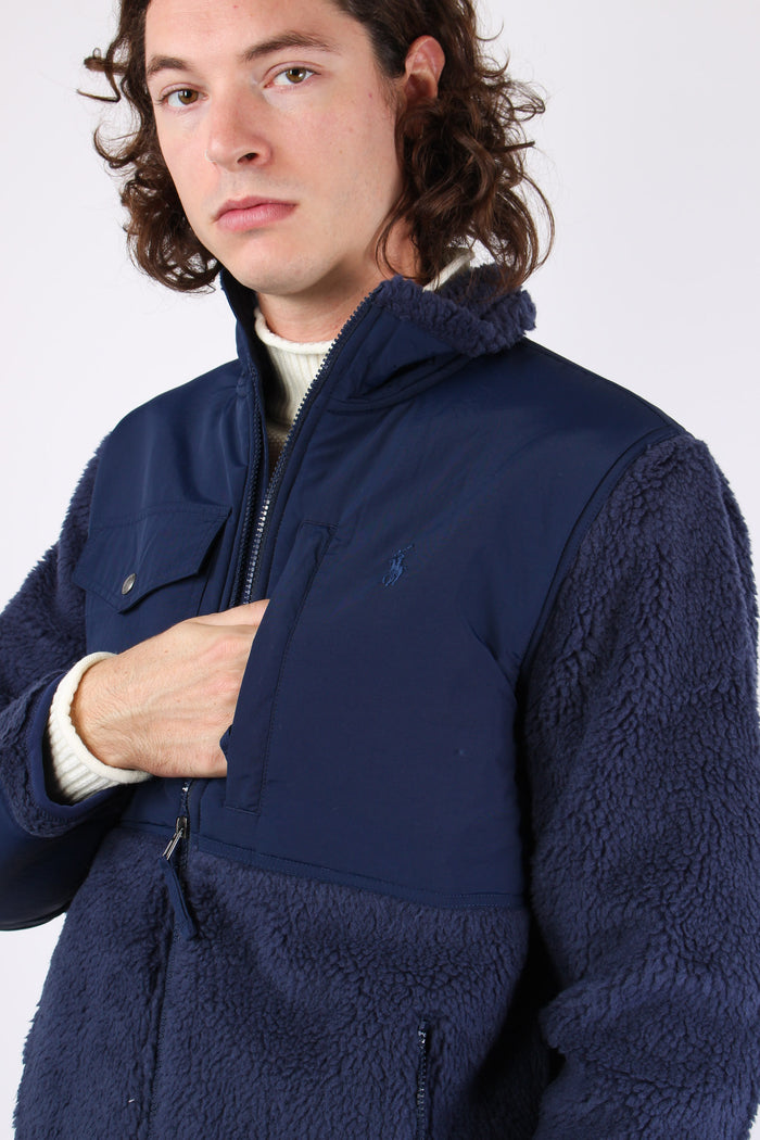 Felpa Full Zip Bimateriale Navy-7