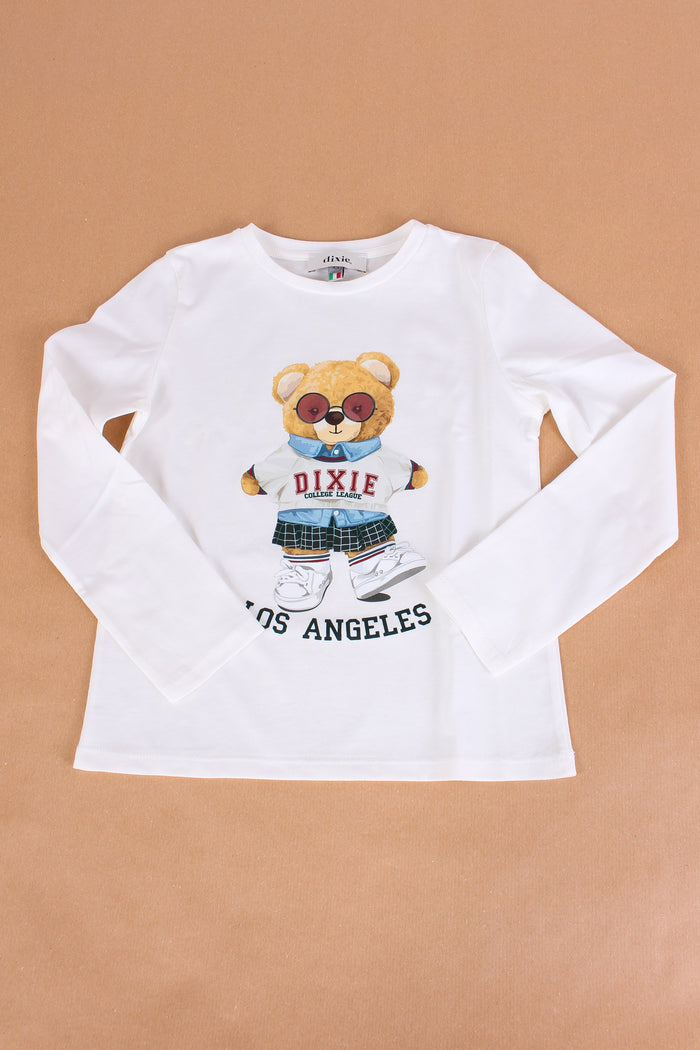 T-shirt M/l Stampa Orsetto Off White-4