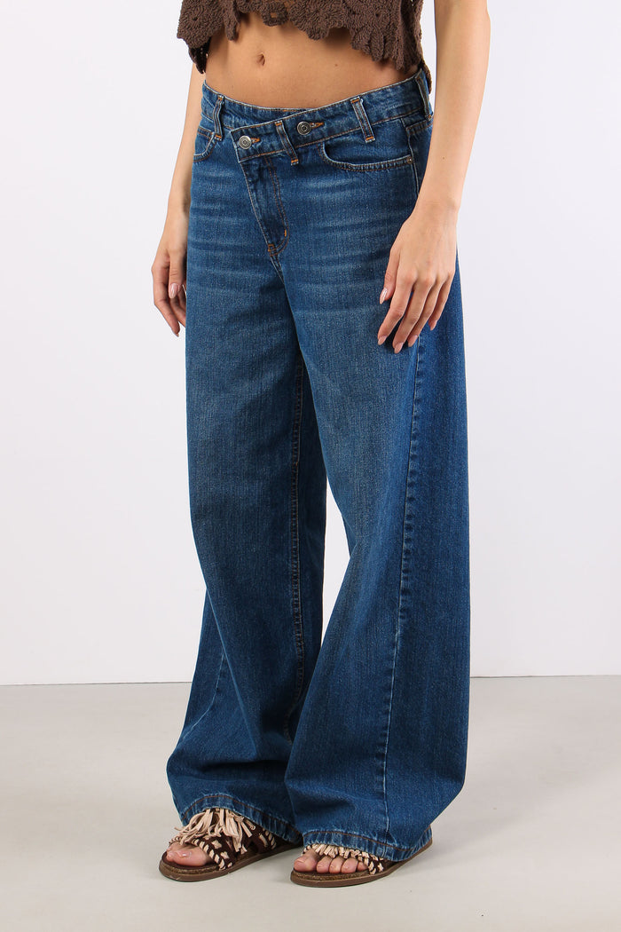 Denim Abbottonatura Asimmetric Denim Medio-3