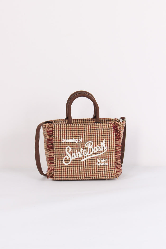 Shopping Lana Pied De Poule Rosso/beige