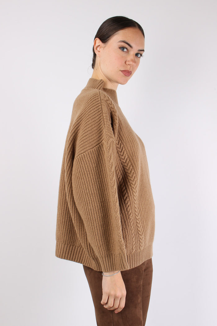 Salita Maglia Over Trecce Cammello-8