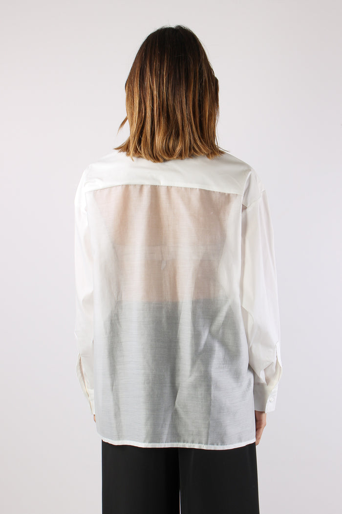 Camicia Bimateriale Bianco-4
