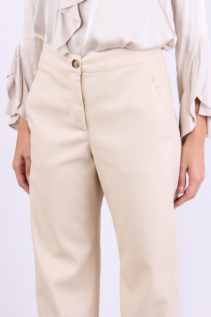 Pantalone Ecopelle Panna-7