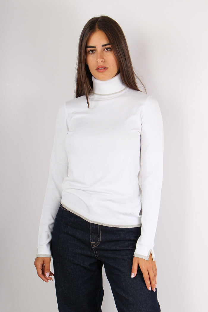 Collo Alto Profilo Lurex Bianco Lana-5