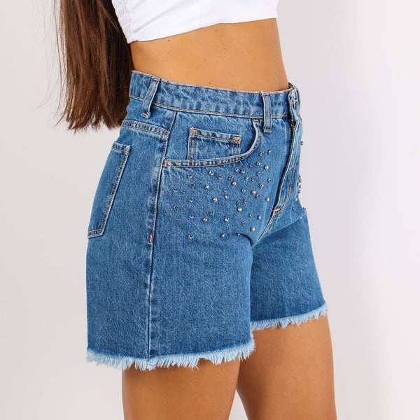 Short Denim Strass Borchie Denim-2