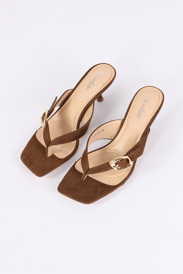 Tacco Infradito Con Fibbia Brown-2