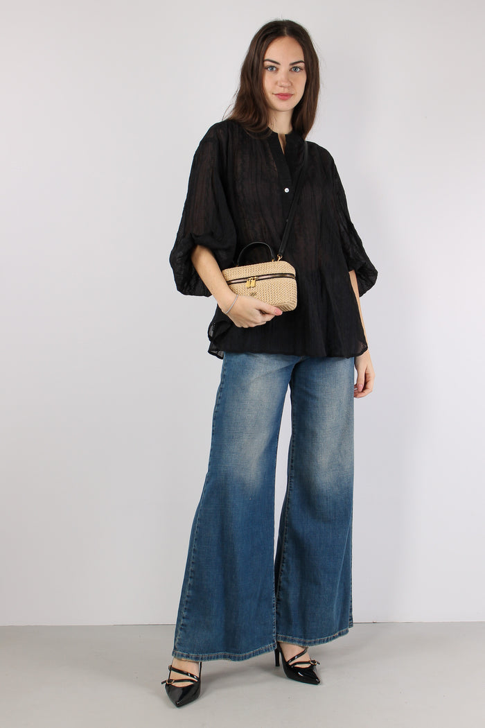 Camicia Mussola Ricami Nero-3
