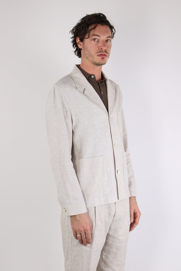 Orzo Giacca Camicia Misto Lino Sabbia-6