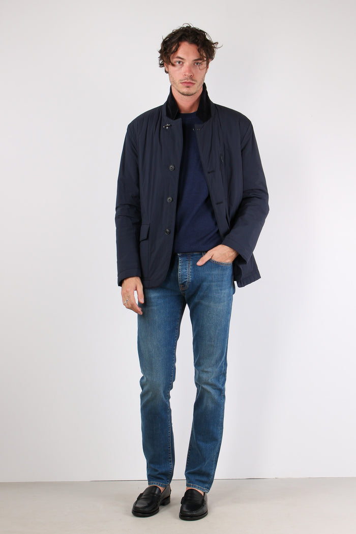 Giubbotto Leggero Colletto Blu-5