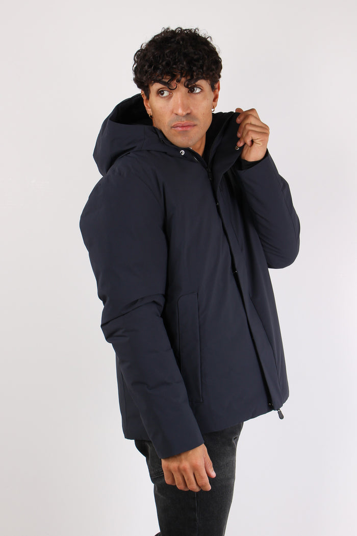 Obione Giubbotto Corto Tessuto Blue Black-4