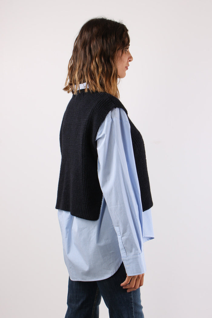 Gilet Apertura Laterale Blu-6