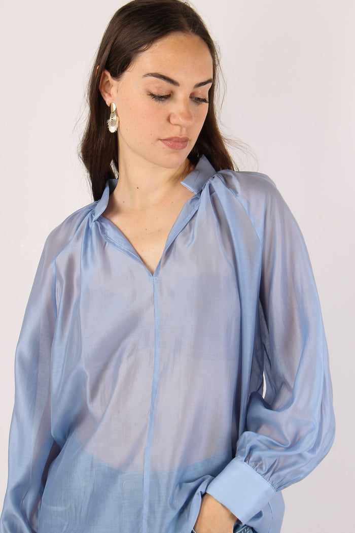 Camicia Coreana Mussola Azzurro-7