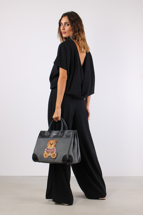 Maglia Crepe Apertura Schiena Nero