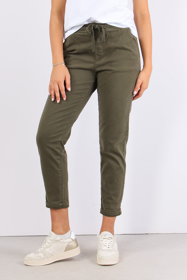 Pantalone Chino Coulisse Alloro-2