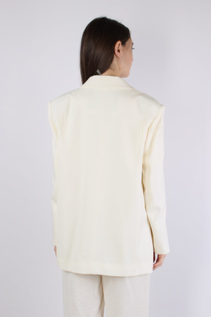 Giacca Spacchetti Tasche Applicate Panna-4