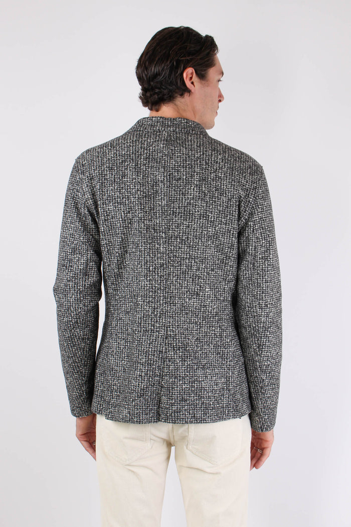 Giacca Micro Quadro Bianco/nero-5