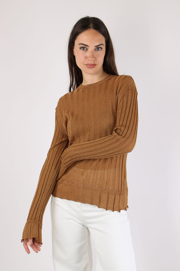 Maglia Girocollo Lurex Cammello-2