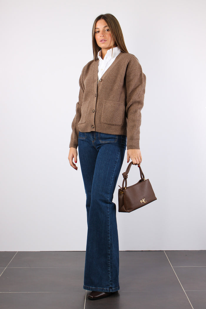 Cardigan Inserto Tasche Light Brown-4