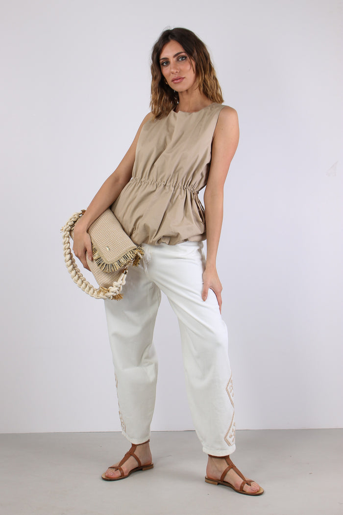 Top Cotone Arriccio Beige-5