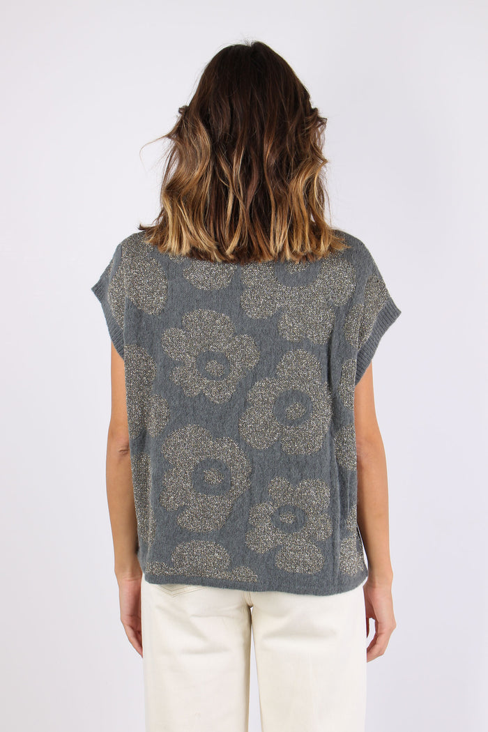 Maglia Senza Maniche Lurex Fio Grigio-3
