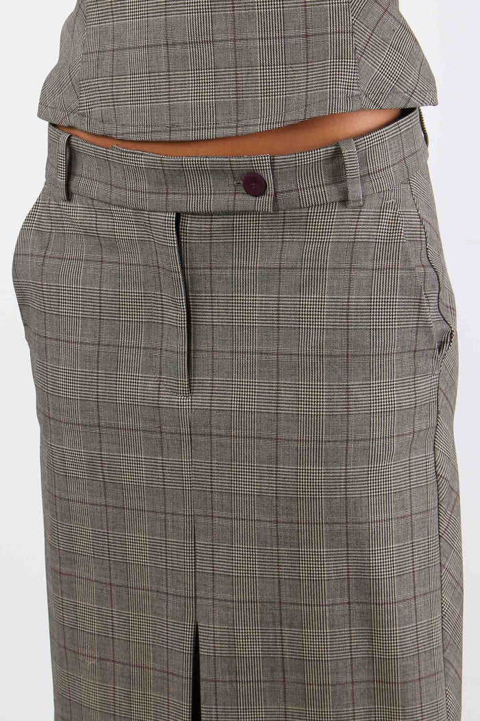 Galega Gonna Lunga Misto Lana Beige/bordeaux-5