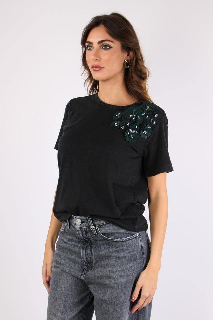 Dominga T-shirt Jersey Delave Nero Caviale-7