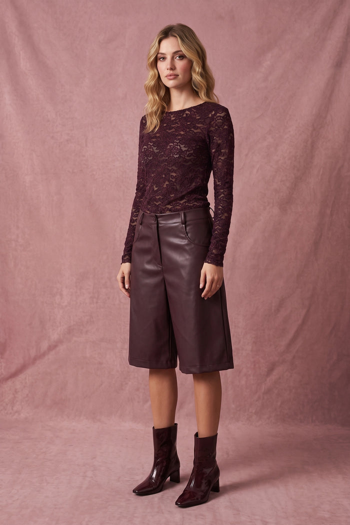 T-shirt M/l Pizzo Ciniglia Bordeaux
