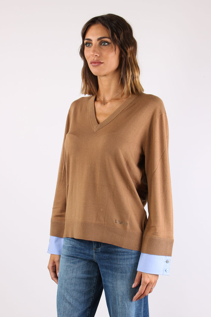 Maglia Girocollo Polsino Popeline Cocoa/pop Dusk-6
