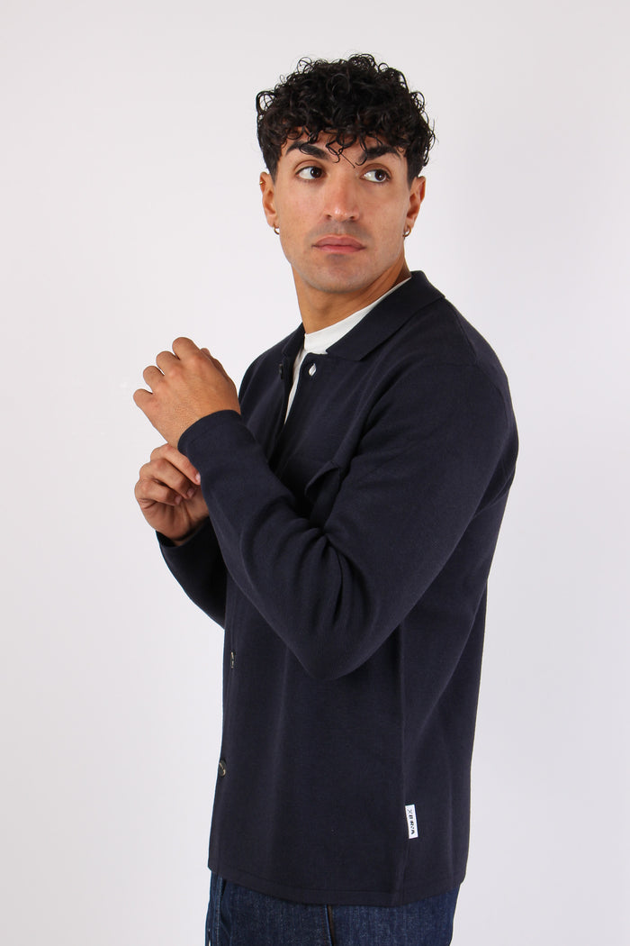 Cardigan Bottoni Tasche Navy-6