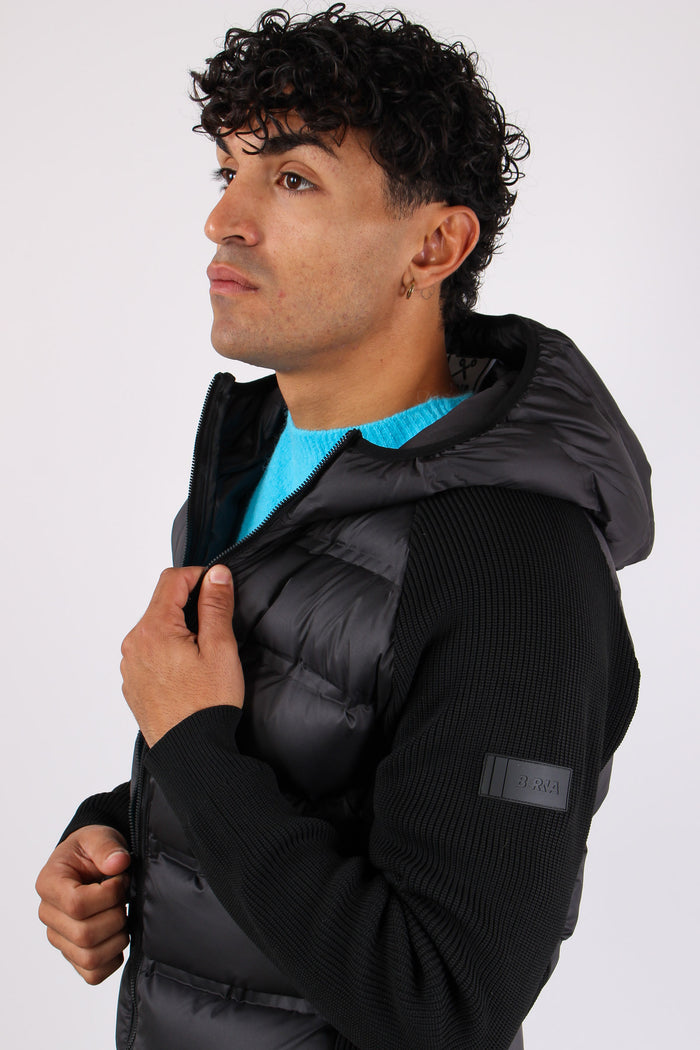 Giubbotto Bimateriale Nero-8