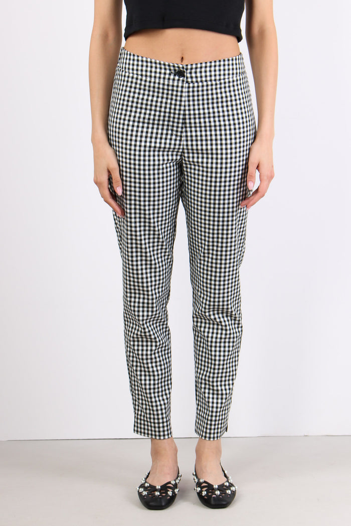 Pantalone Sigaretta Vichy Bianco/nero-2