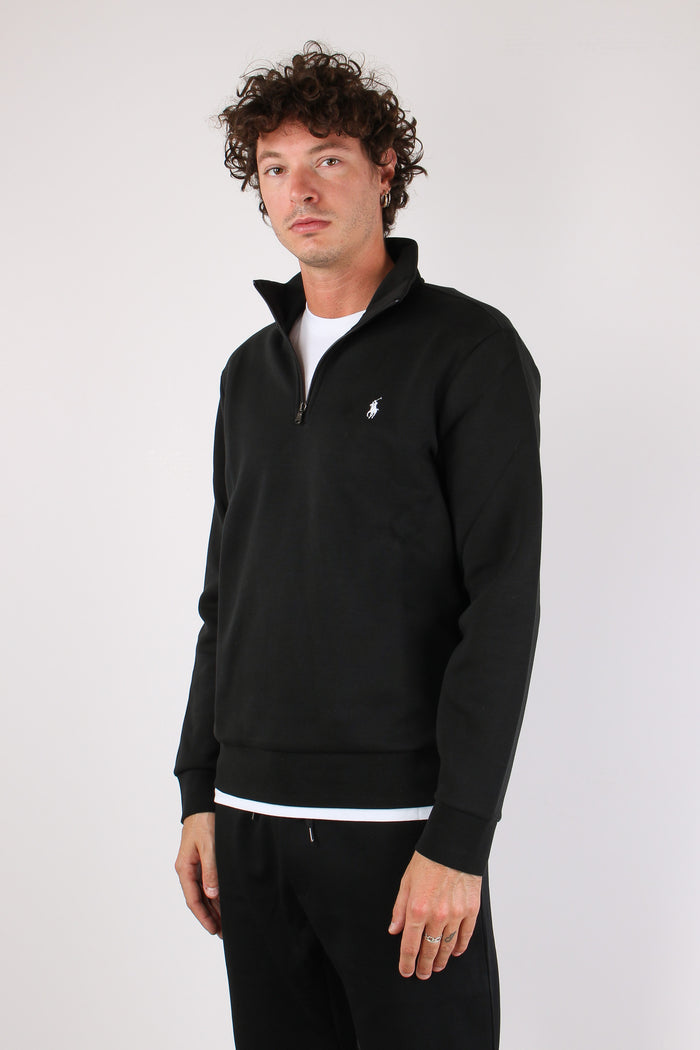Felpa Mezza Zip Polo Black-3