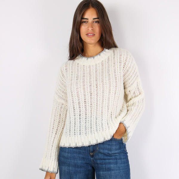 Jonan Maglia Traforata Banda L Latte-2