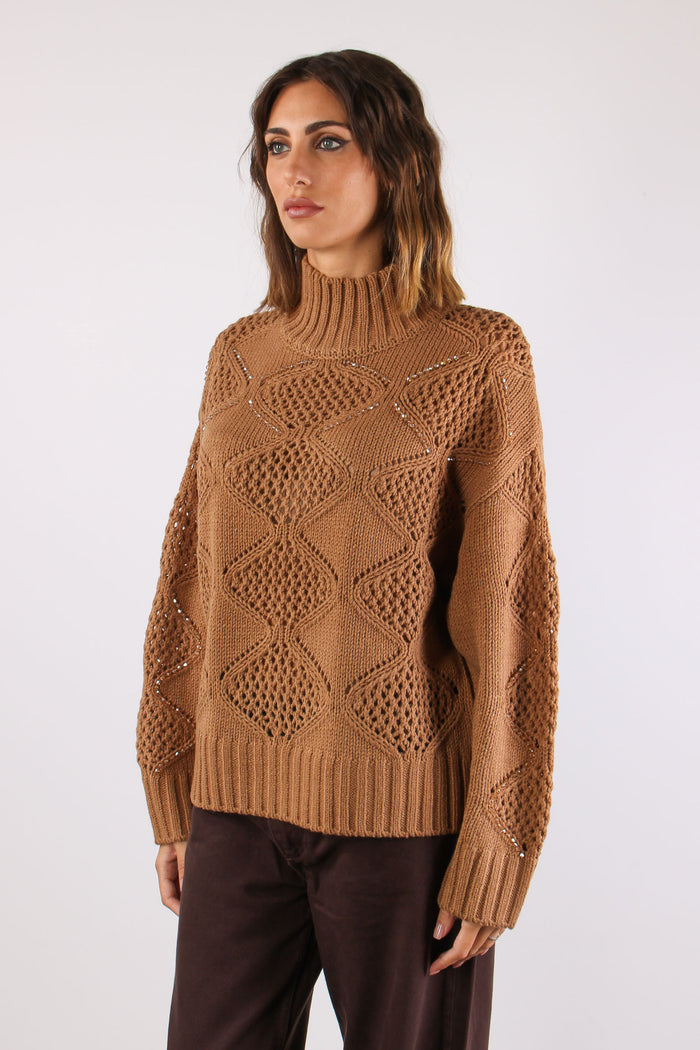 Collo Alto Ricami Cocoa Creme-3