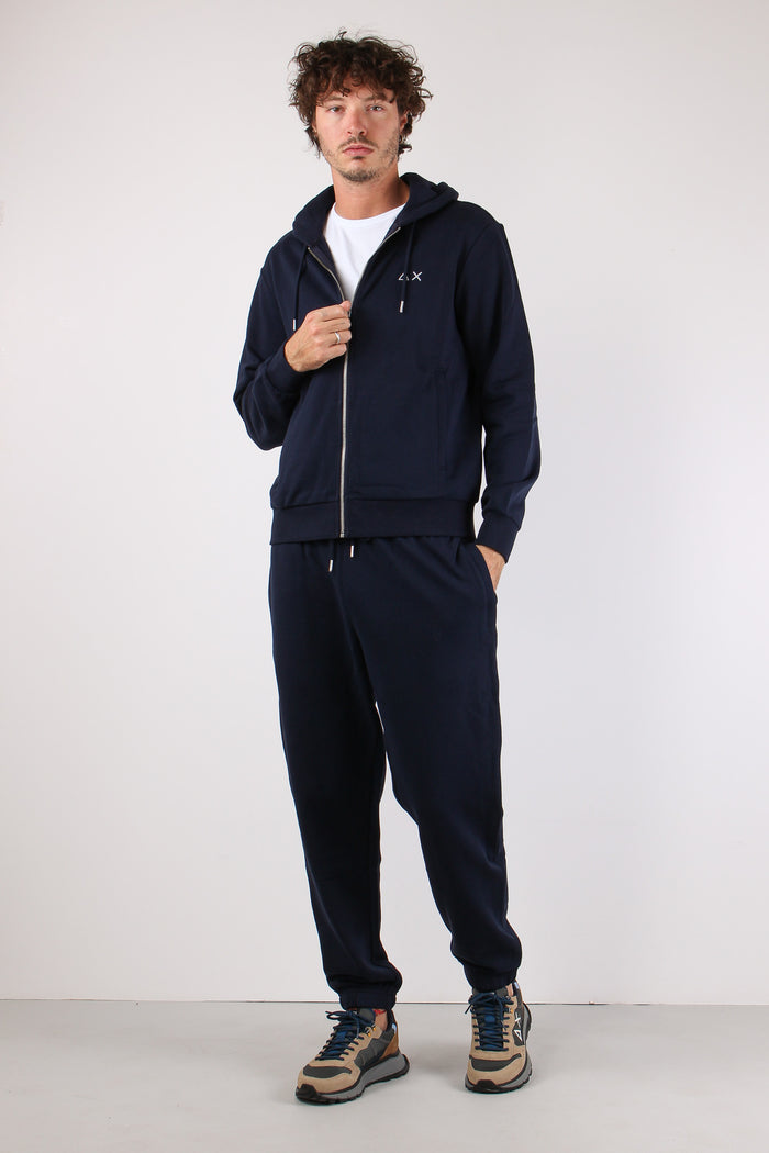Felpa Full Zip Cappuccio Navy Blue