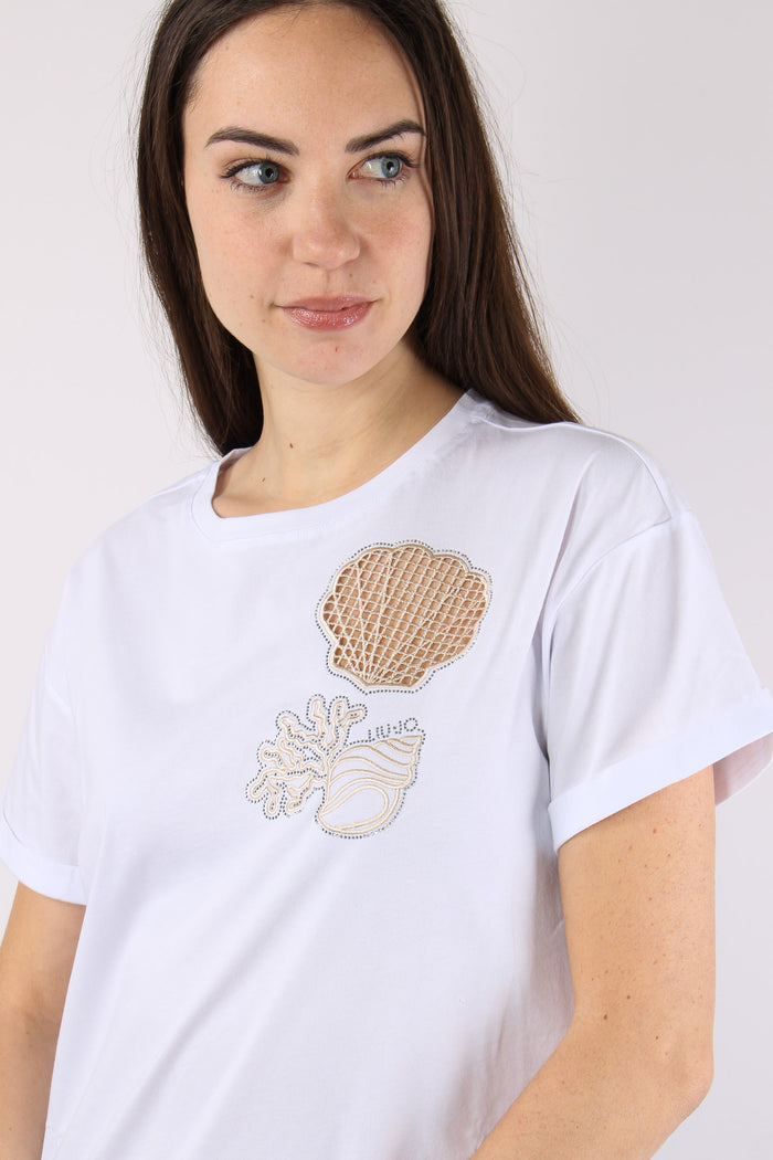 T-shirt Stampa Conchiglia Bianco Shell-8