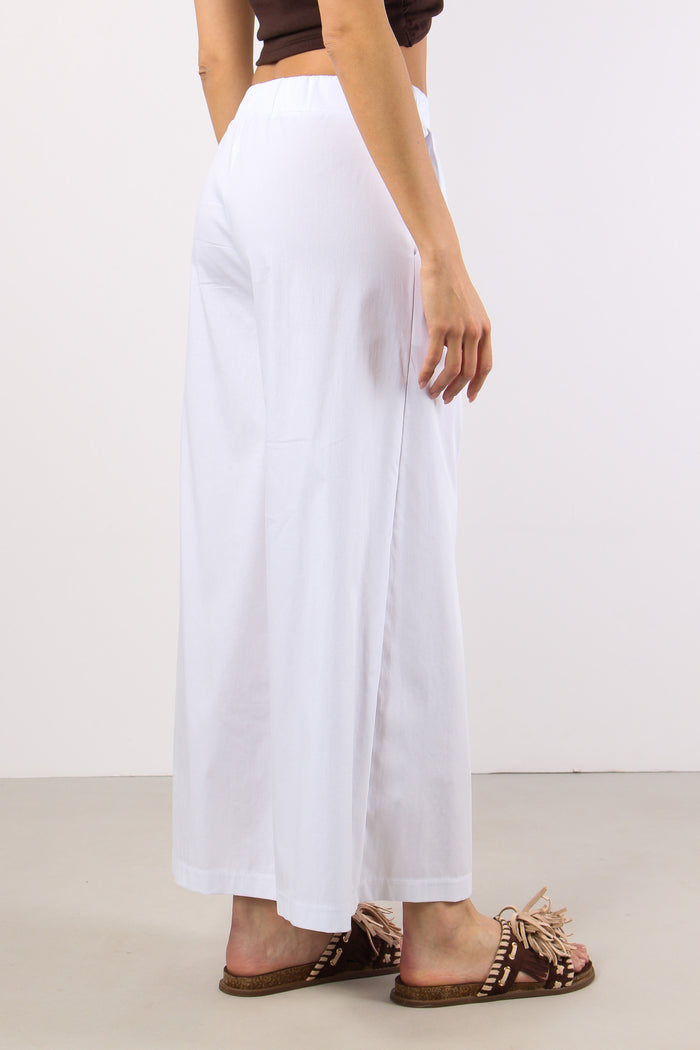 Pantalone Cropped Cotone Bianco-5