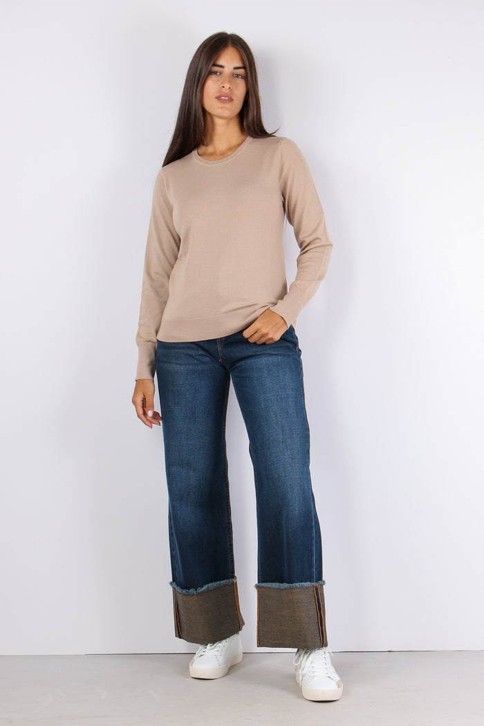 Maglia Girocollo Viscosa Cammello