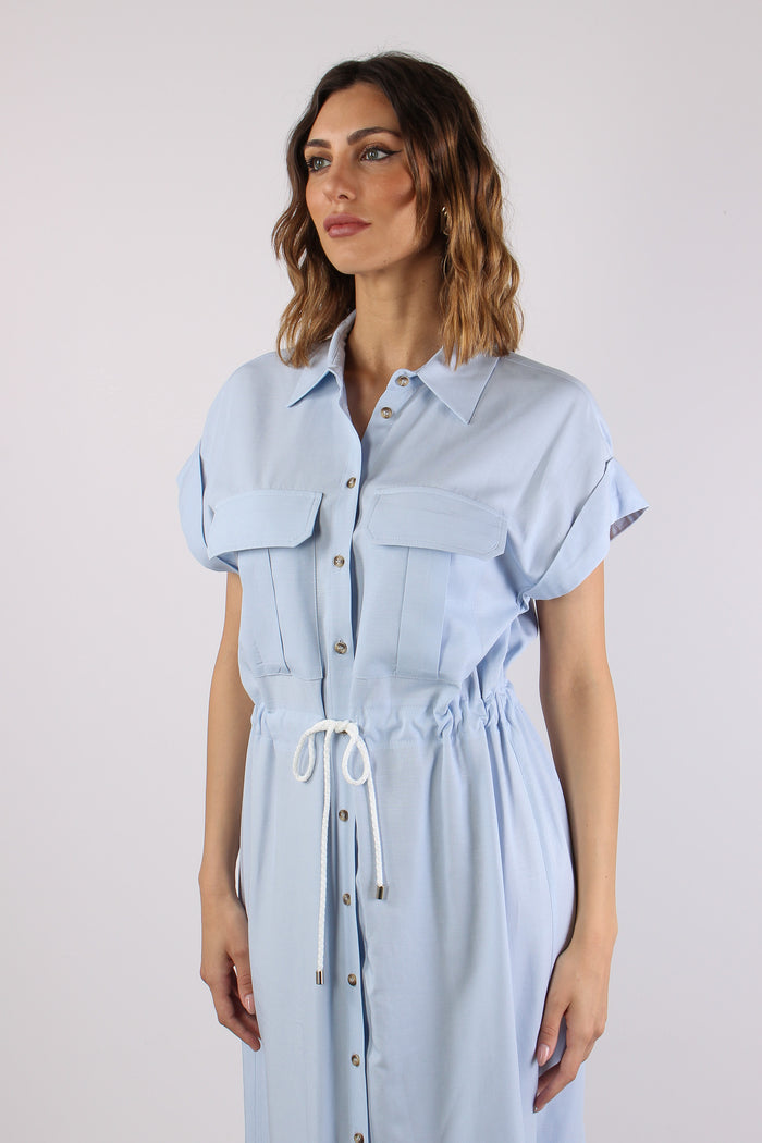 Abito Lungo Coulisse Celeste-8