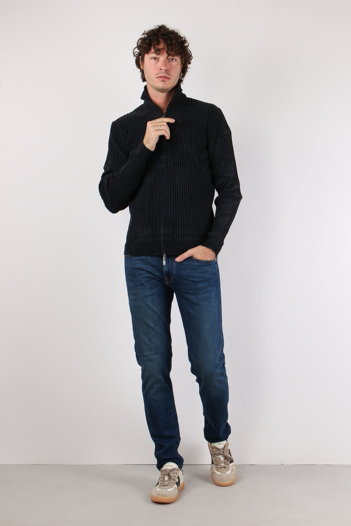 Maglia Zip Coste Blue Black