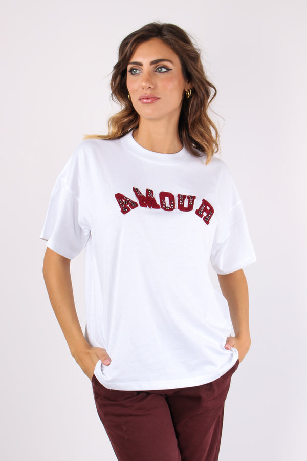 T-shirt Patch Amour Bianco-2