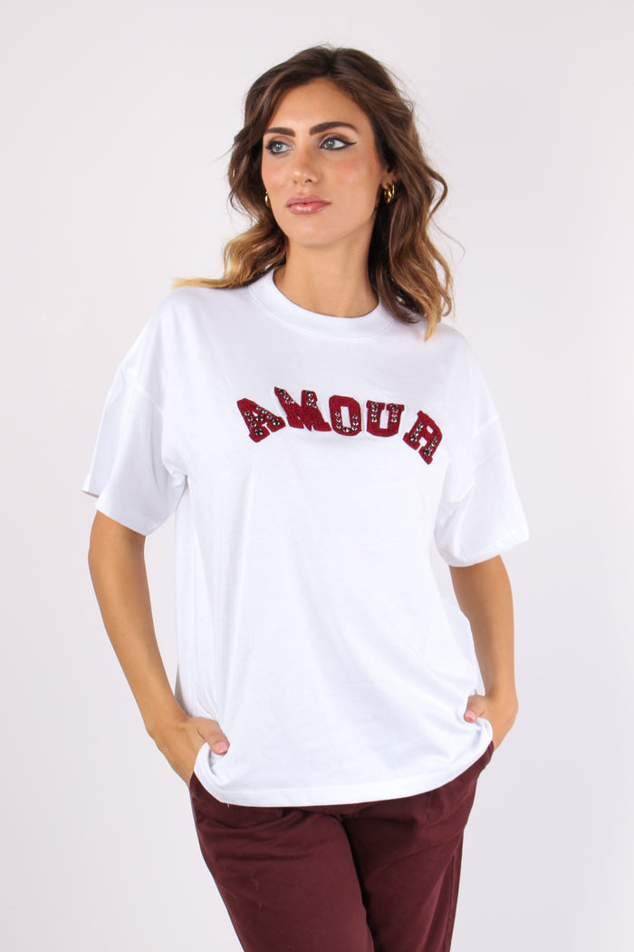 T-shirt Patch Amour Bianco-2