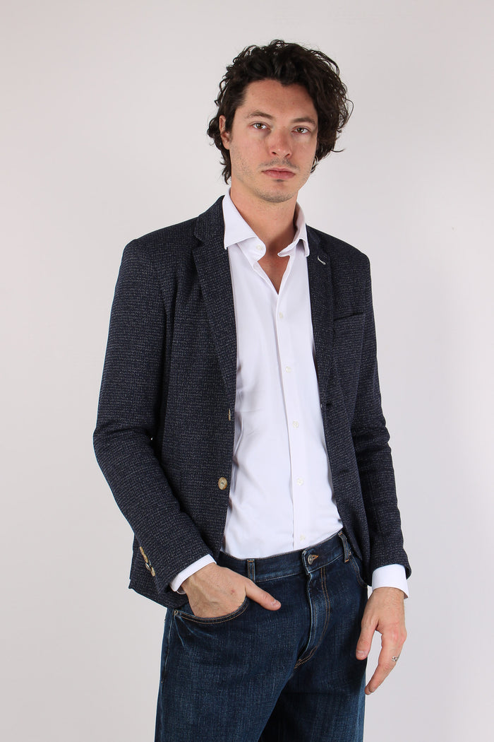 Giacca Micro Melange Blu-6