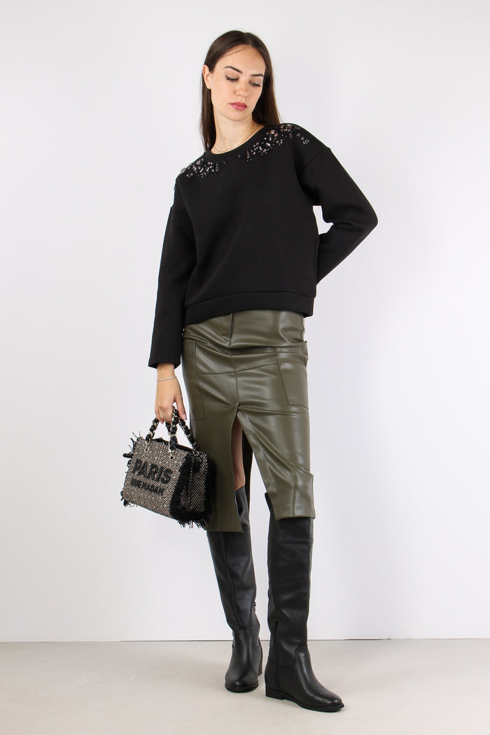 Casdoa Felpa Modal Applicazion Nero-5