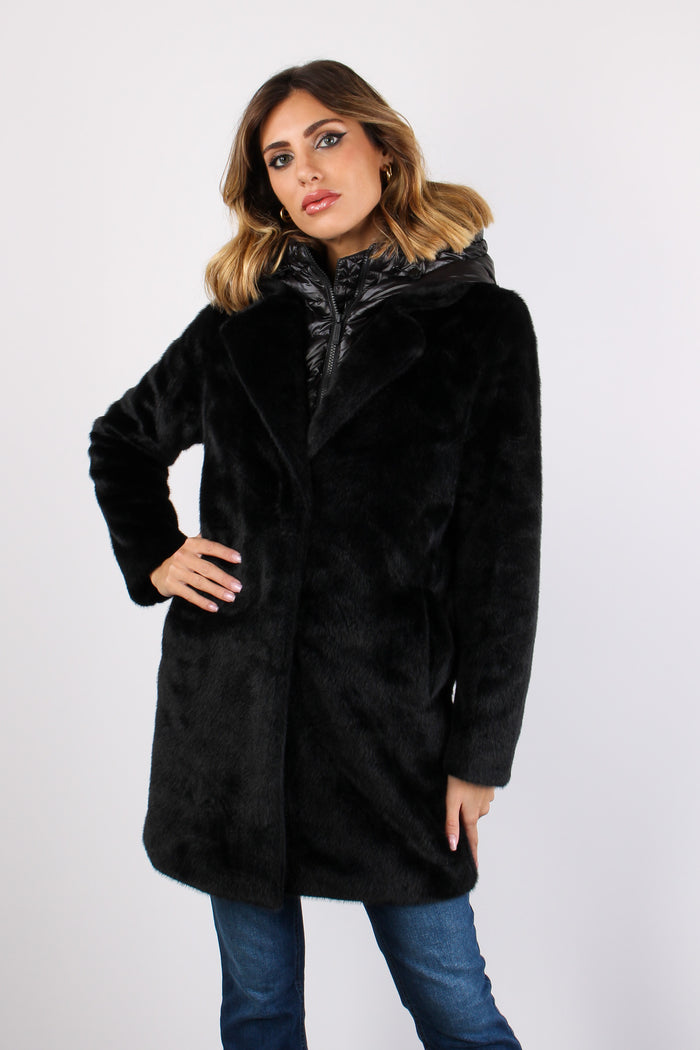 Cappotto Ecopelliccia Piuma Black-6