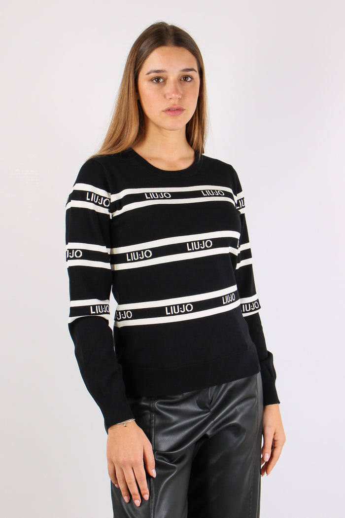 Maglia Ml Girocollo Riga Nero/bianco-3