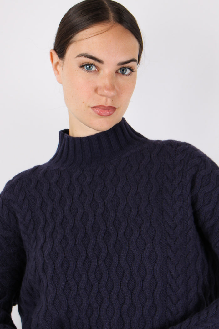 Yard Maglia Over Trecce Blu-8