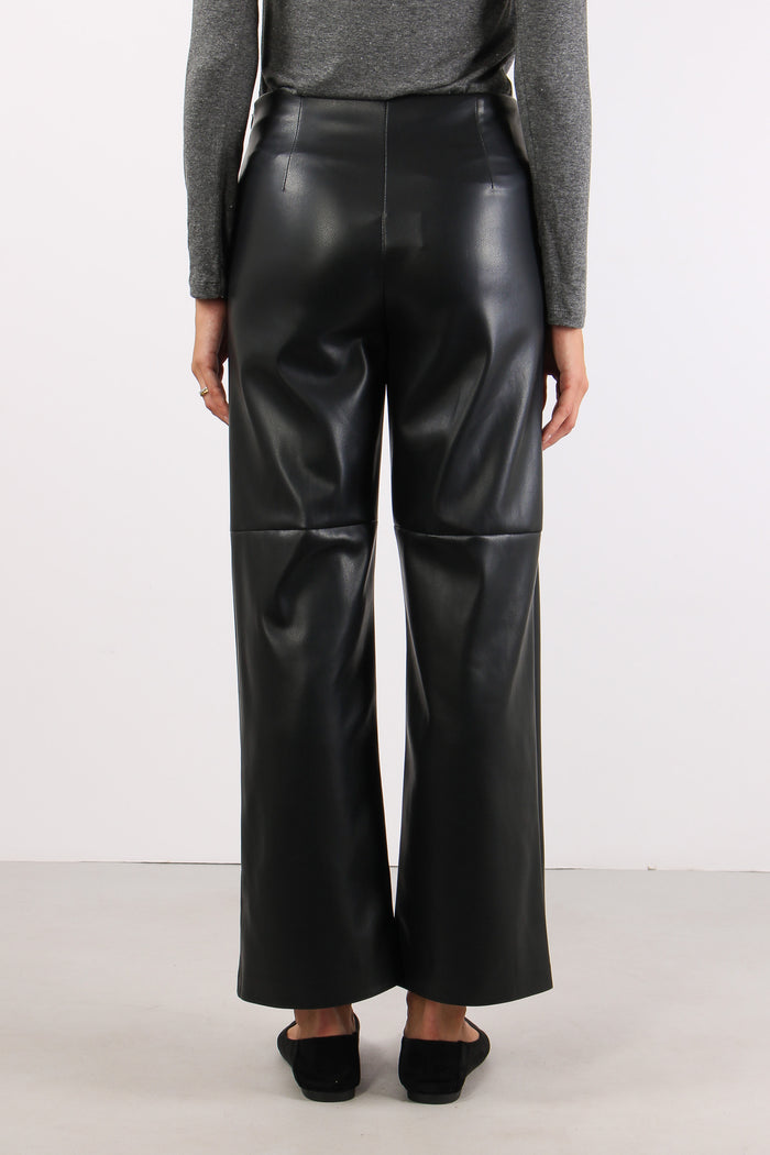 Pantalone Ecopelle Cuciture Nero-4